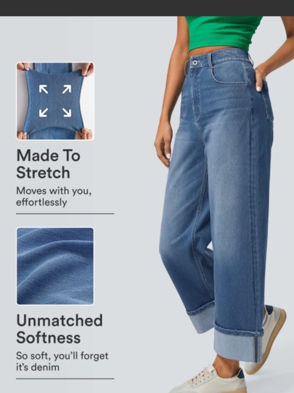 HALARA High-Rise Wide Leg Jeans in Blue Wash